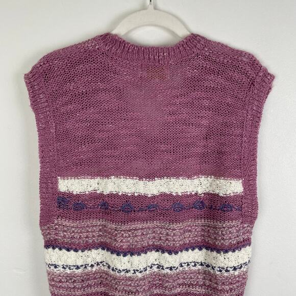 VTG 80s Expressly for Joyce Sweater Vest Striped Coquette Sleeveless Knit Preppy - Picture 10 of 14